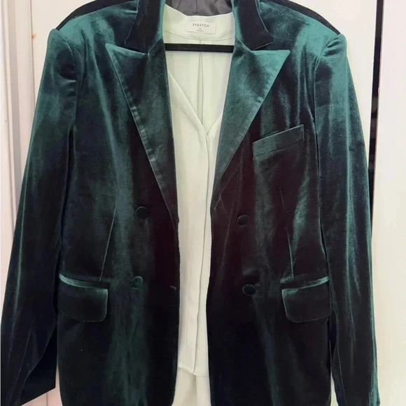 Vintage Emerald Green Velour Blazer - Size L - Picture 8 of 9